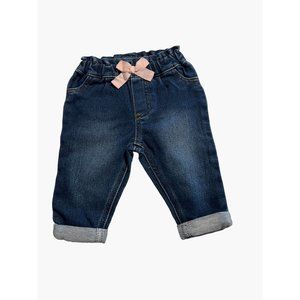 First Impressions Dark Blue Denim Jeans with Pink Bow